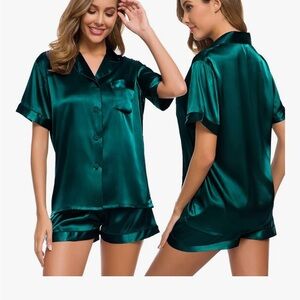 Emerald Satin Pajama Set